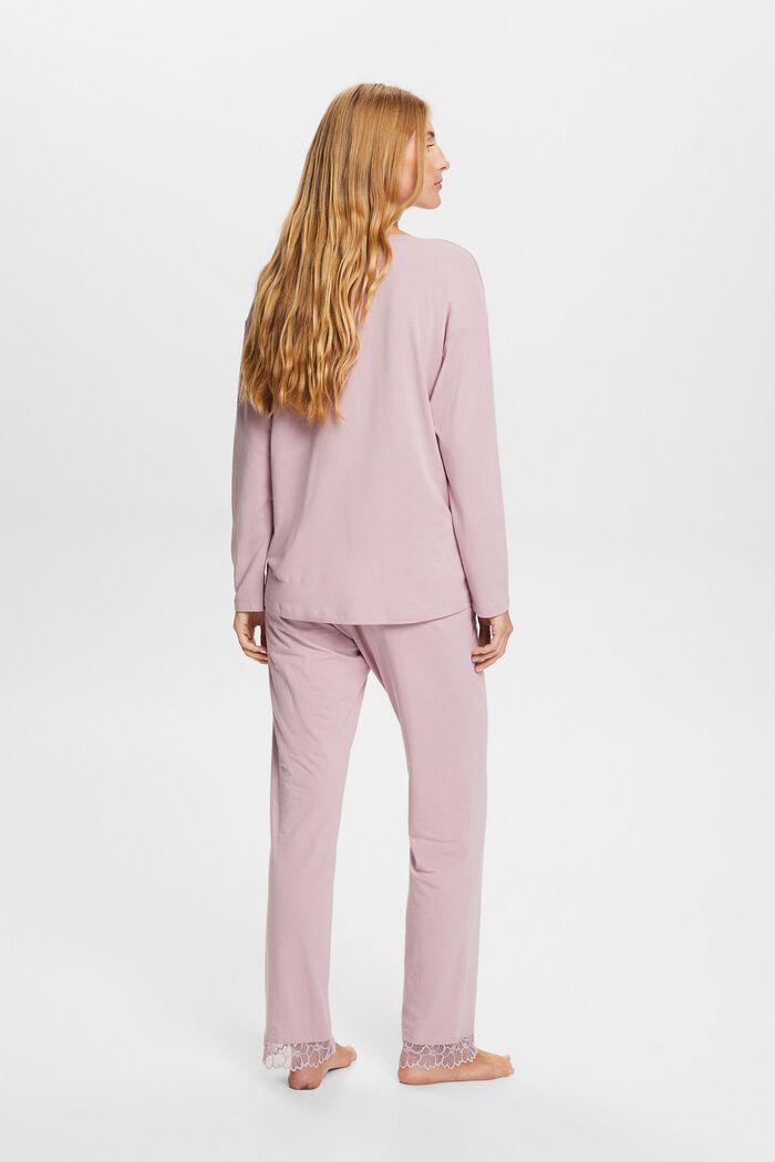 Jersey-Pyjama mit Spitzendetails