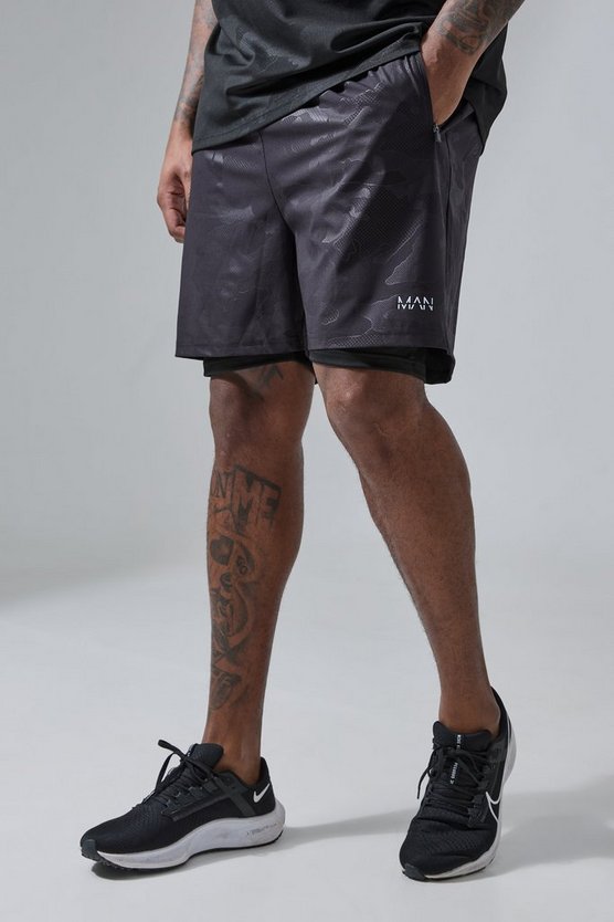 Plus Man Active 2-in-1 Camouflage-Shorts