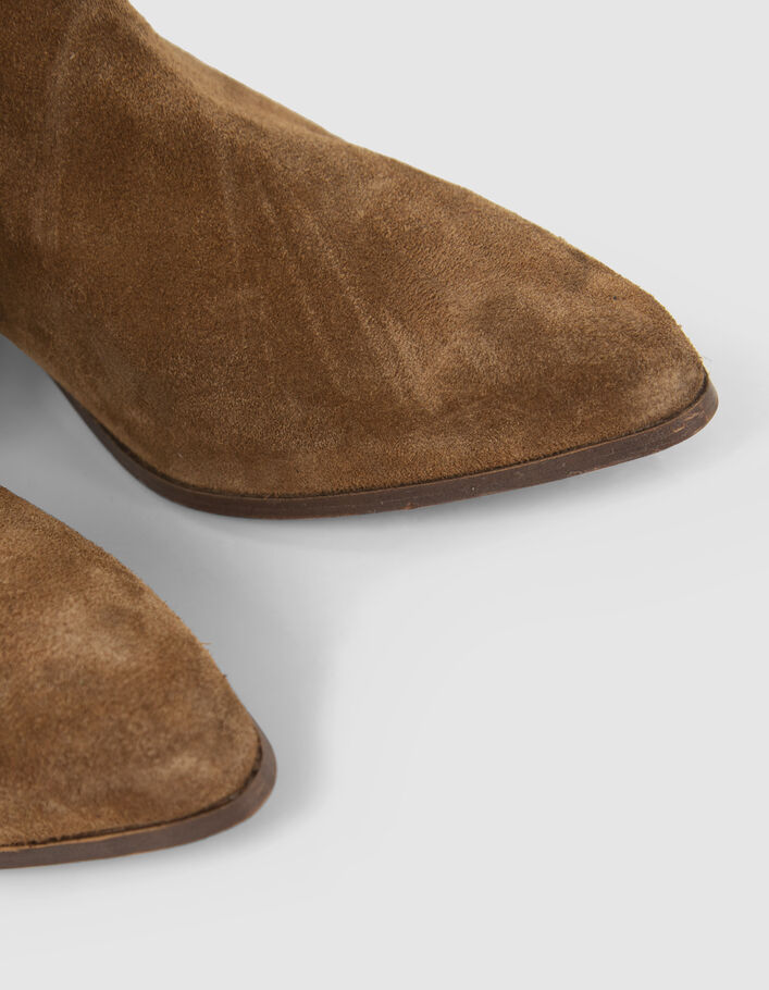 Bottes cognac cuir velours esprit santiag Femme