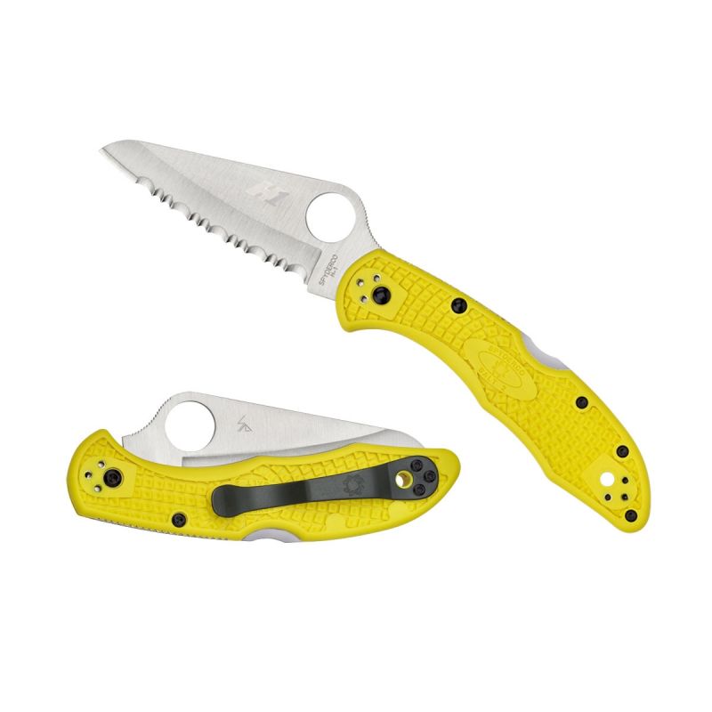 Spyderco Salt 2 C88SYL2, gelbes Tauchmesser, gezackte Klinge, klappbare Tauchmesser, Tauchmesser.
