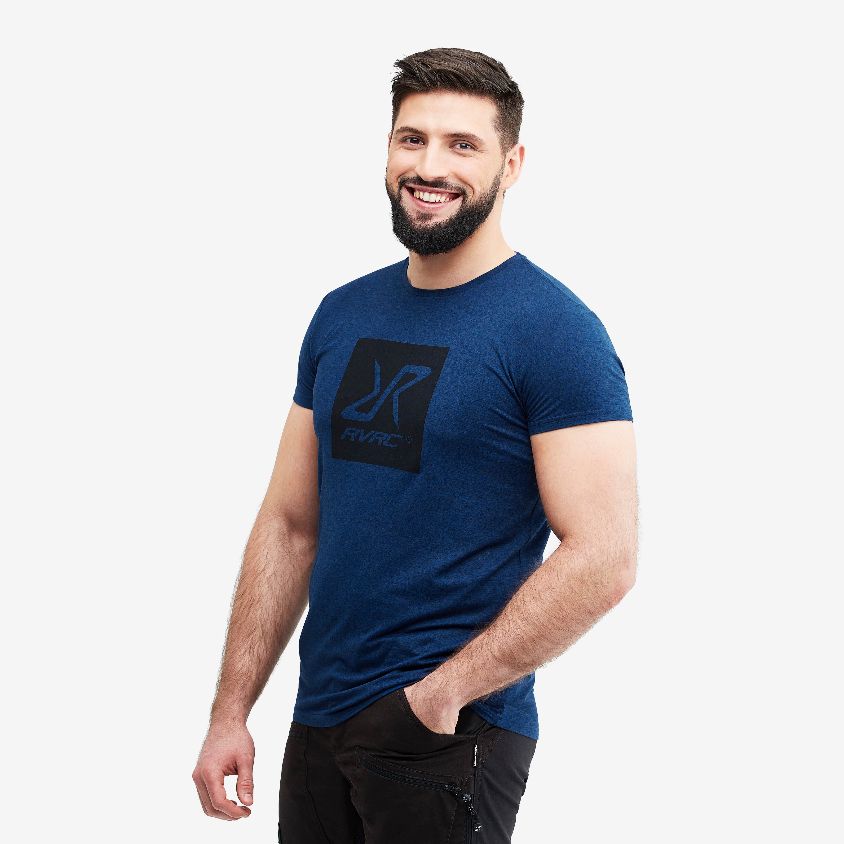 Vagabond Logo Tee Homme Dark Blue Melange