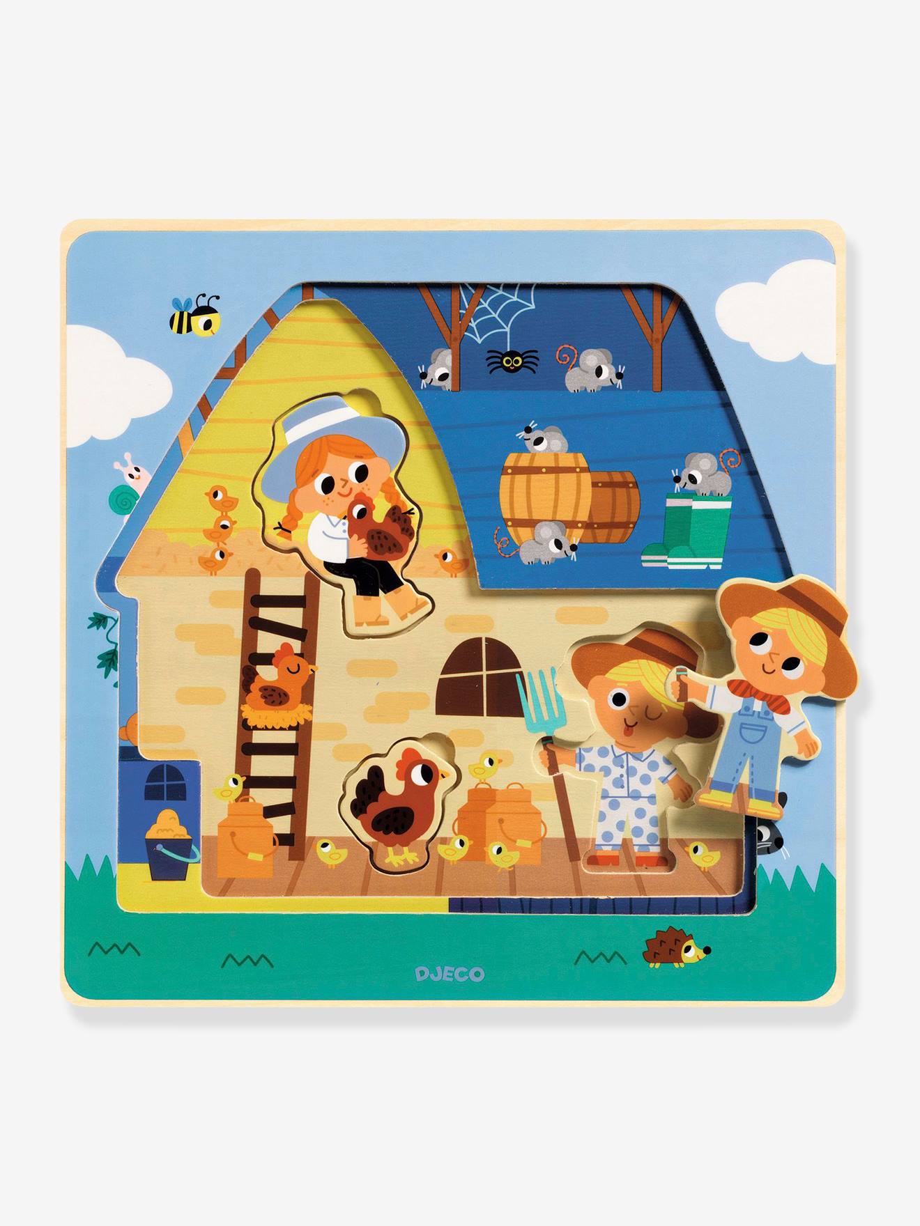 Djeco Schichtpuzzle CHEZ MOO DJECO - blau