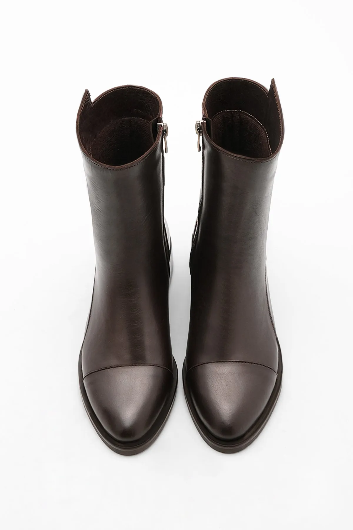Marjin  Damen-Freizeitstiefel aus echtem Leder mit Reißverschluss, Tekas, Braun