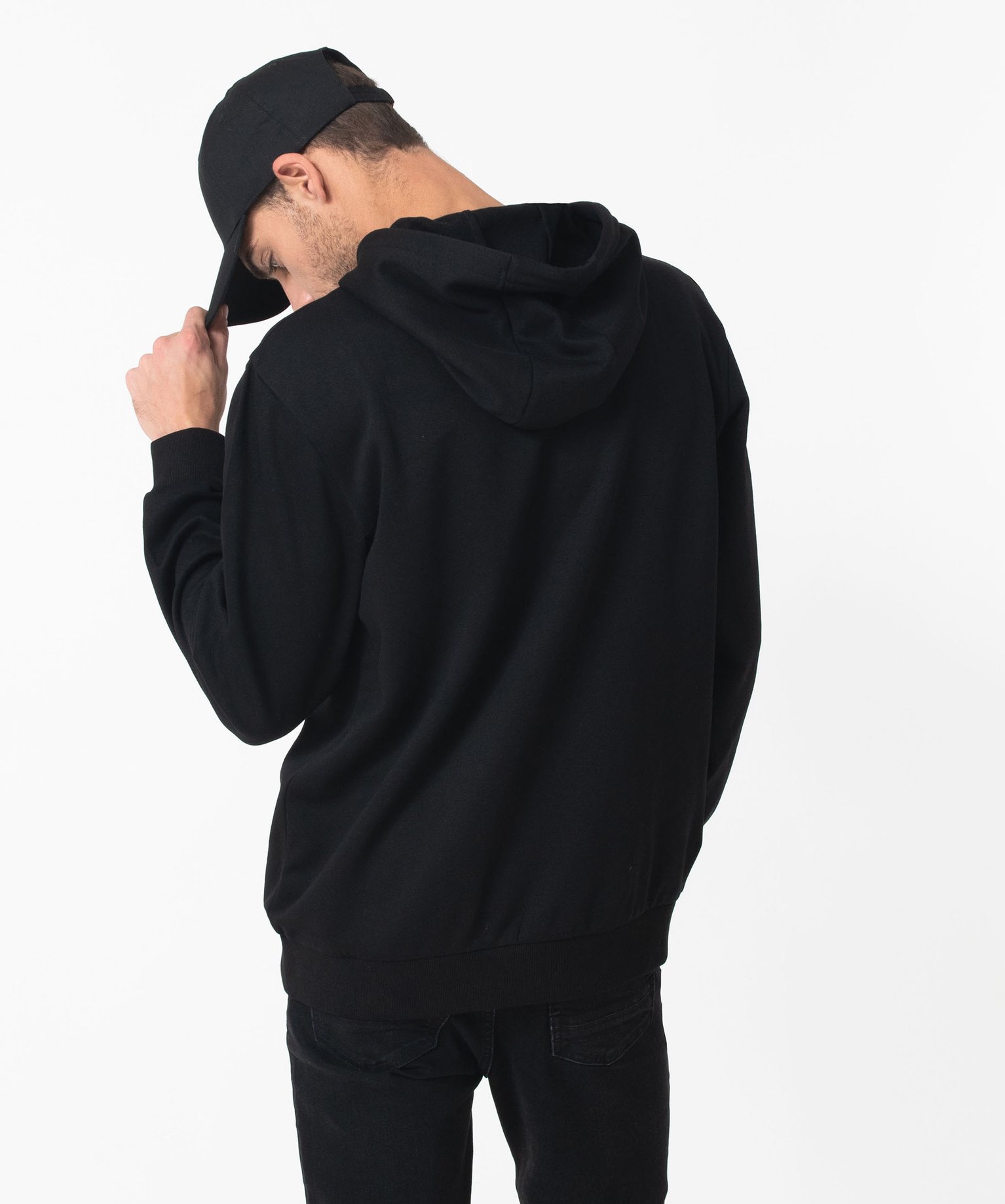 Sweat à capuche en molleton imprimé homme noir | GEMO