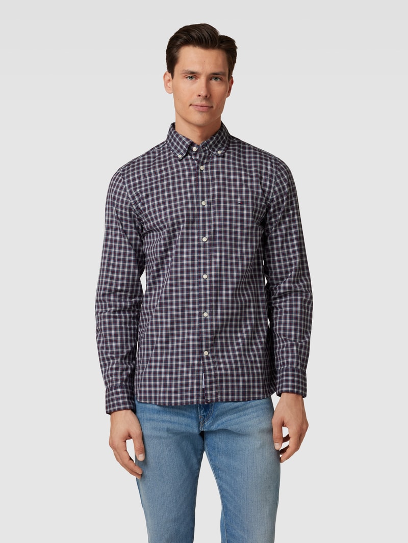 Regular Fit Freizeithemd mit Button-Down-Kragen in marineblau