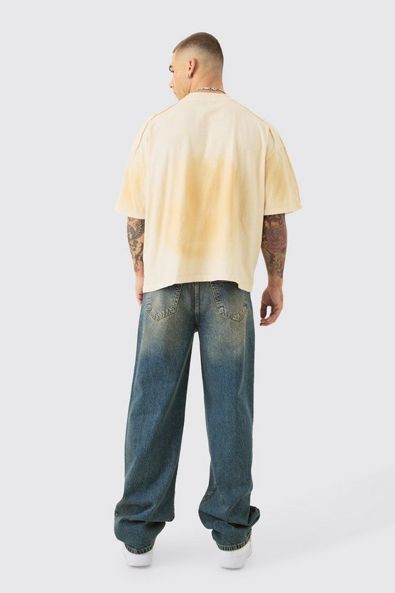 Lockere zerrissene Jeans in Antik-Waschung
