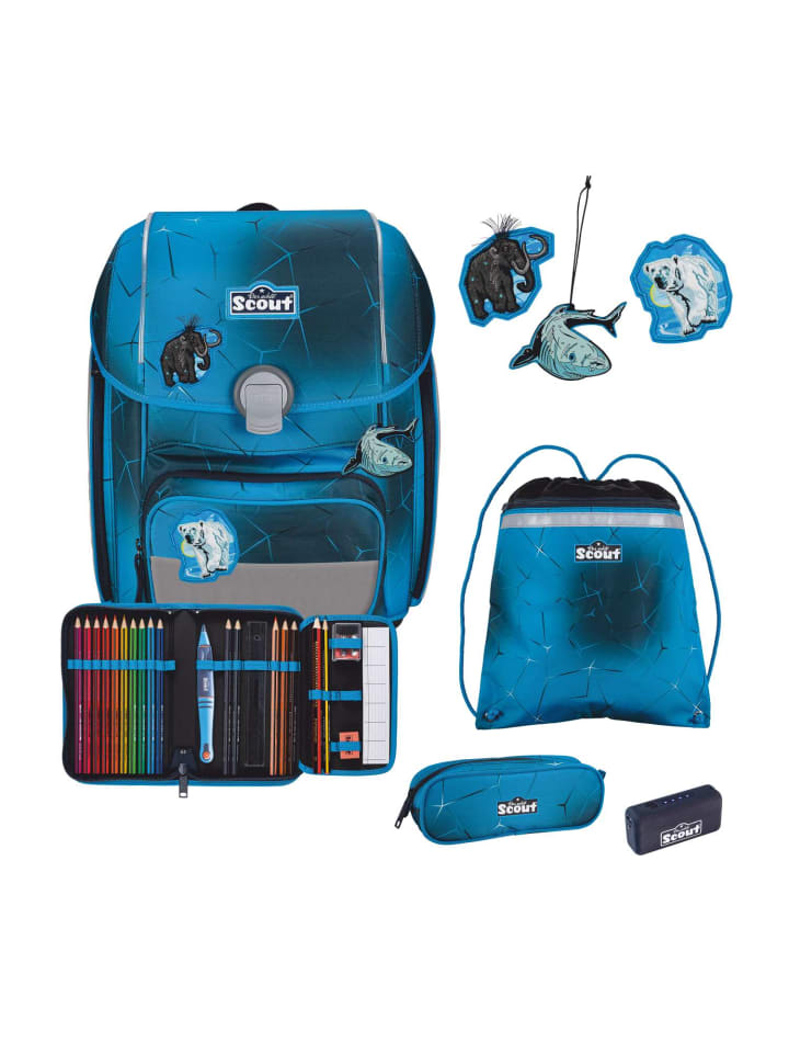 Scout Scout Genius Schulranzen-Set 4 teilig Exklusiv Safety Light Polar Blue günstig kaufen onesize
