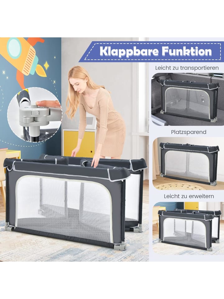 COSTWAY Laufgitter 124 x 124cm in Anthrazit günstig kaufen onesize