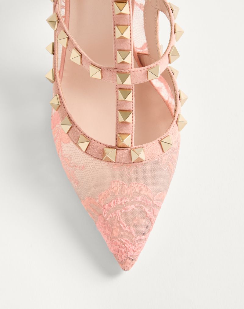 Rockstud pumps met veters en bandjes van 100 mm