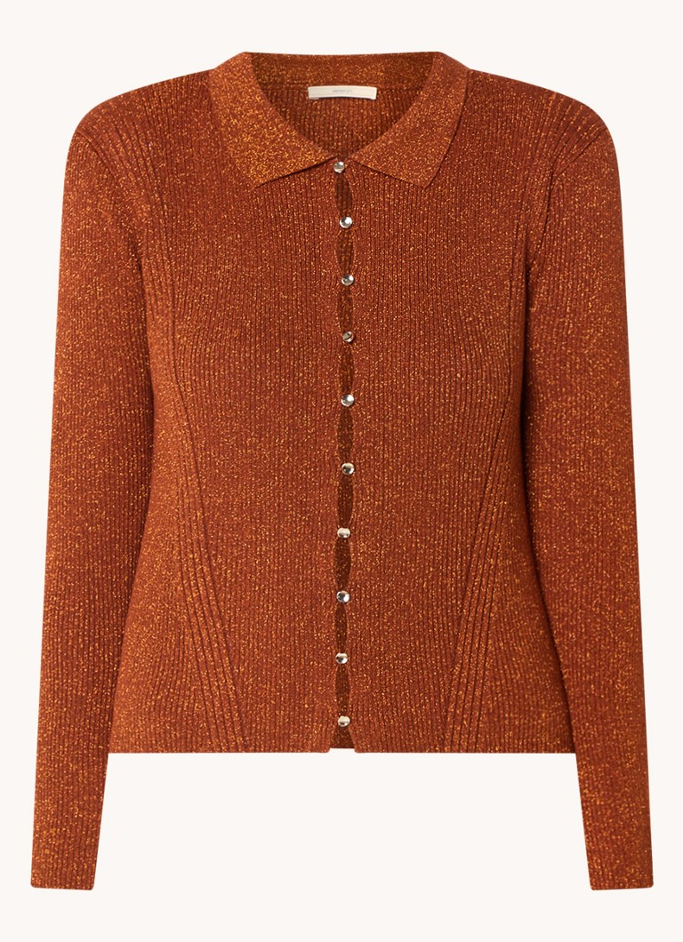 Top Sessùn Monosee in maglia fine con lurex e bottoni decorativi.