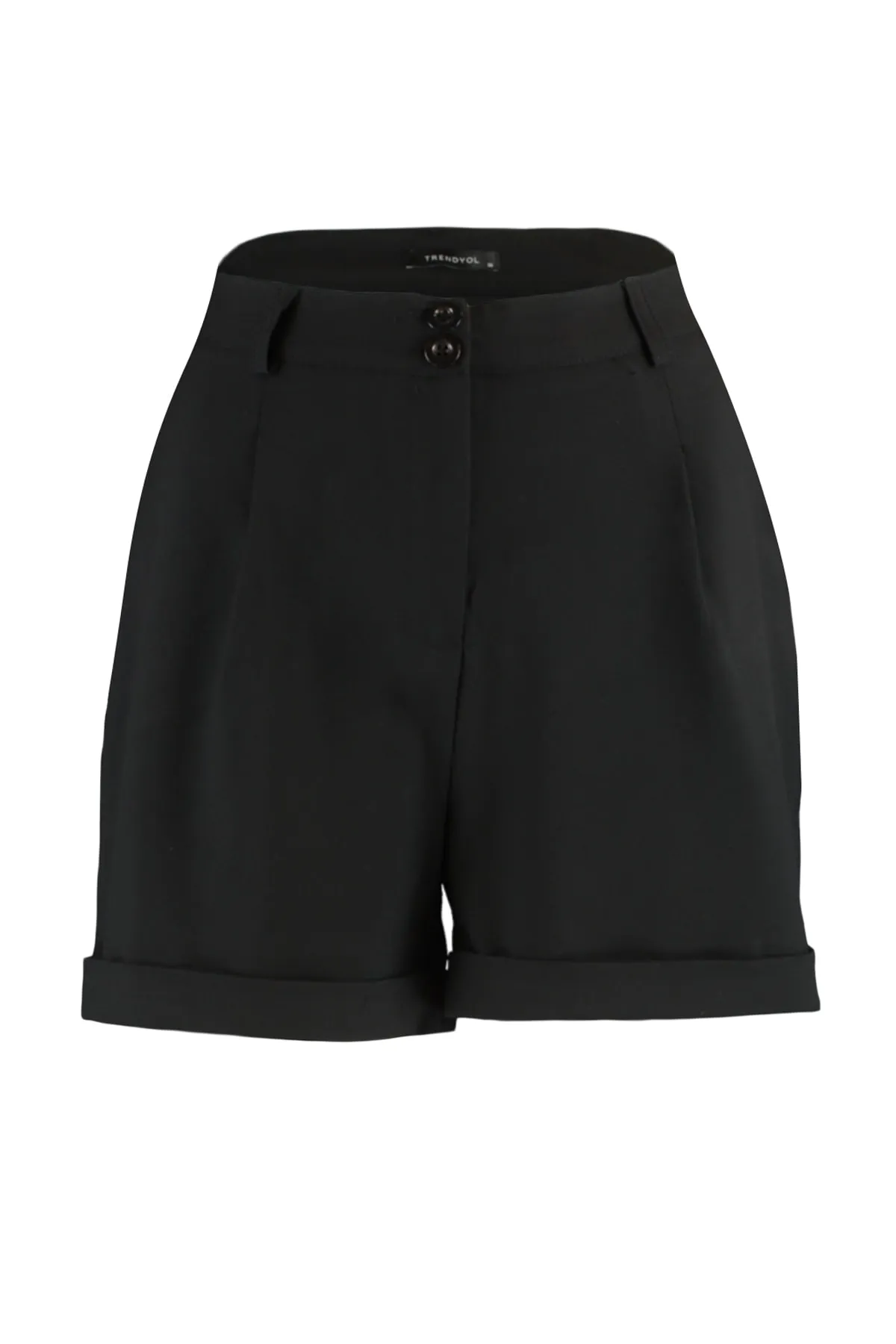Trendyol Collection  Schwarze, plissierte, gewebte Shorts in normaler Passform TWOSS21SR0478