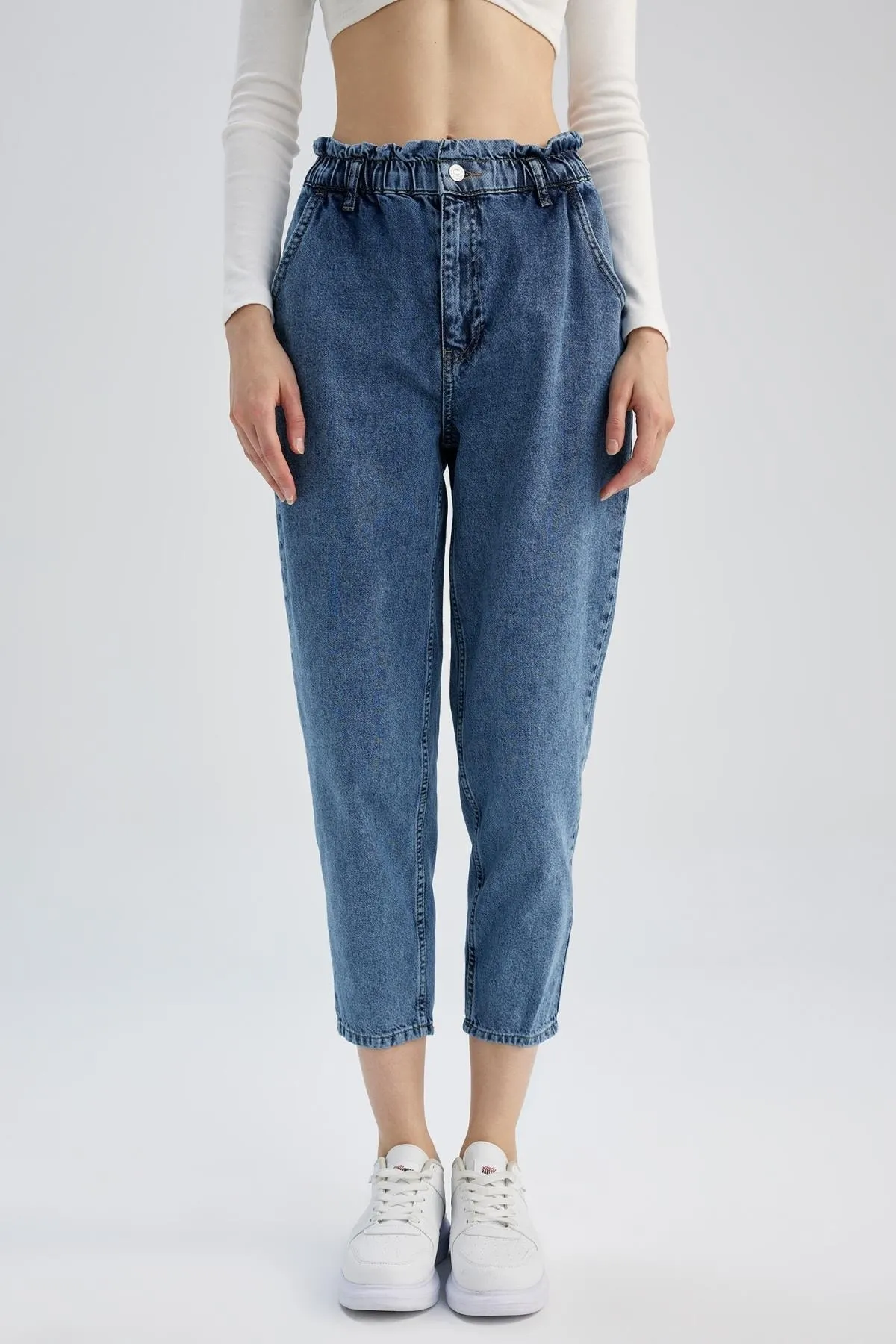 DeFacto  Knöchellange Paperbag-Jeans mit kurzem Bein aus 100 % Baumwolle