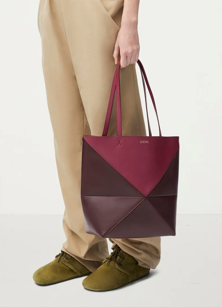 LOEWE Puzzle Fold Keskikokoinen vasikannahkainen ostoskassi