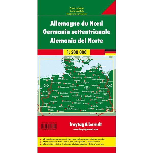 Deutschland Nord, Autokarte 1:500.000 - Straßenkarte