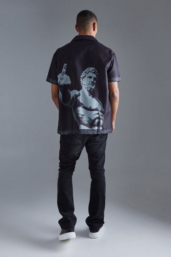 Kurzärmliges Oversize Hemd mit Print