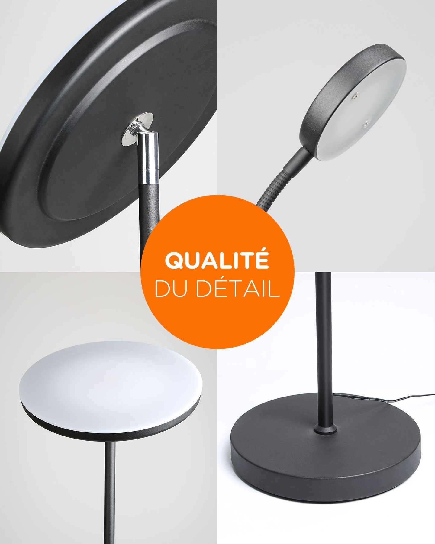 Tomons LED Stehlampe Stehleuchte Stufenlos Dimmbar, verstellbare Leselampe, LED fest integriert