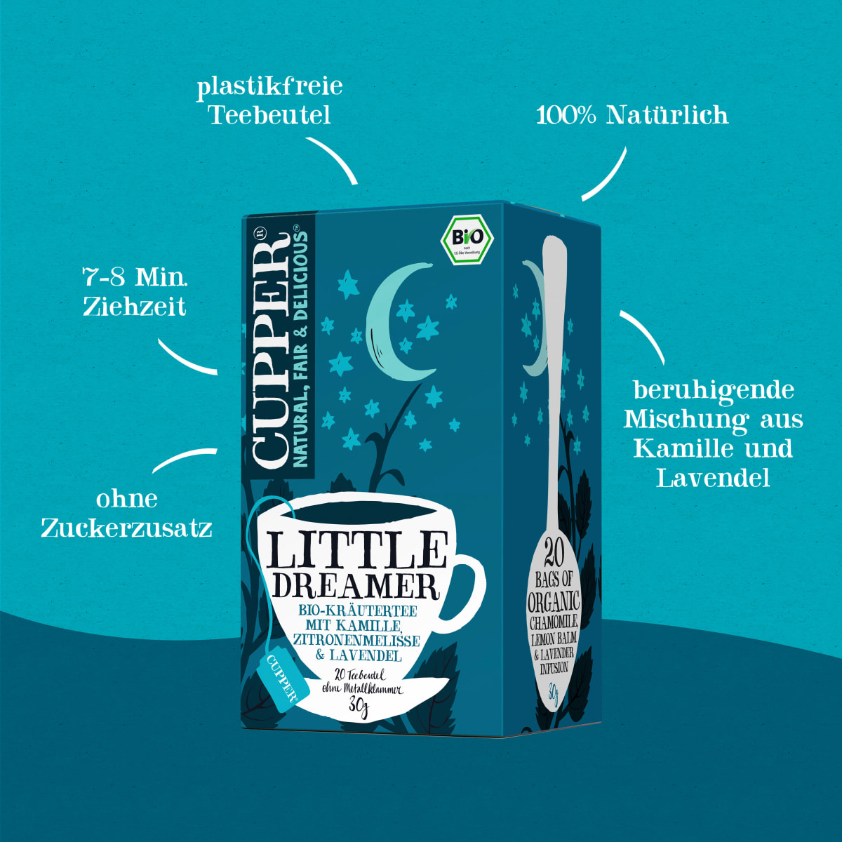 Kräutertee \Little Dreamer\ mit Kamille, Zitronengras, Lavendel (20 Beutel), 30 g