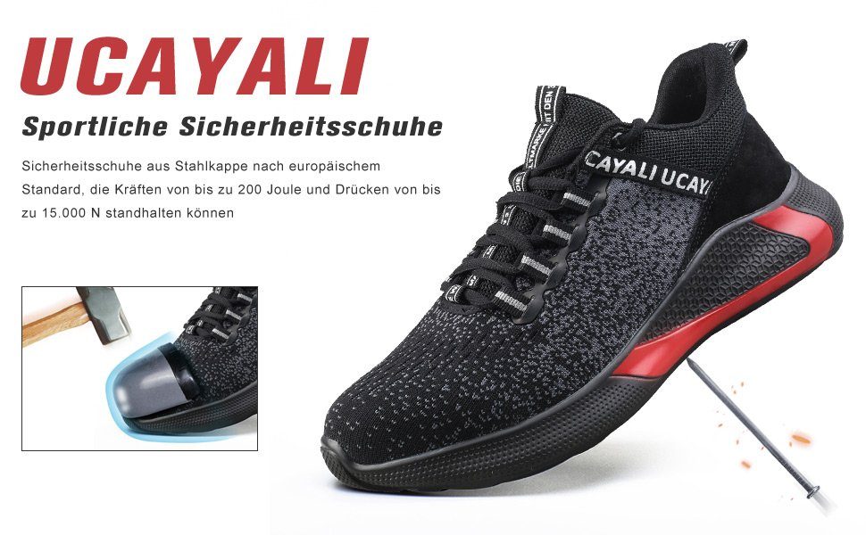 Home & Joy Sicherheitsschuh (durchtrittsicher, antistatisch, bequem, leicht, rutschfest, atmungsaktiv) S1 / S1P Arbeitsschuhe Stahlkappenschuhe Arbeitsschuhe Berufsschuhe