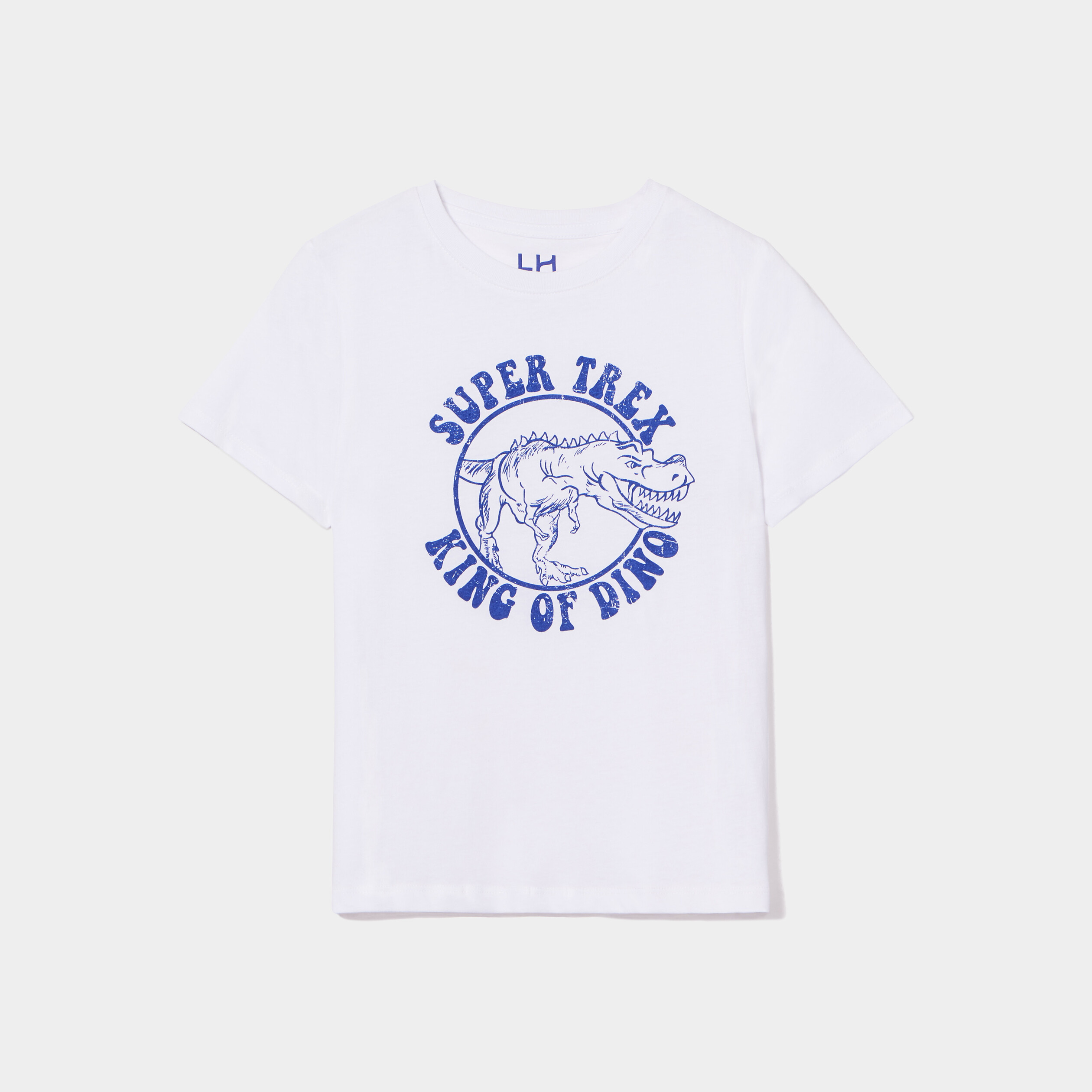 T-shirt droit col rond manches courtes blanc garçon | La Halle