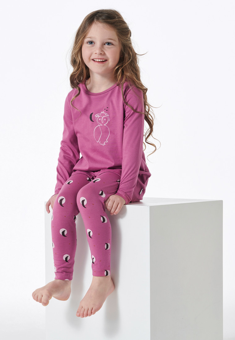 Schlafanzug lang Leggings Eule Mond malve - Natural Love
