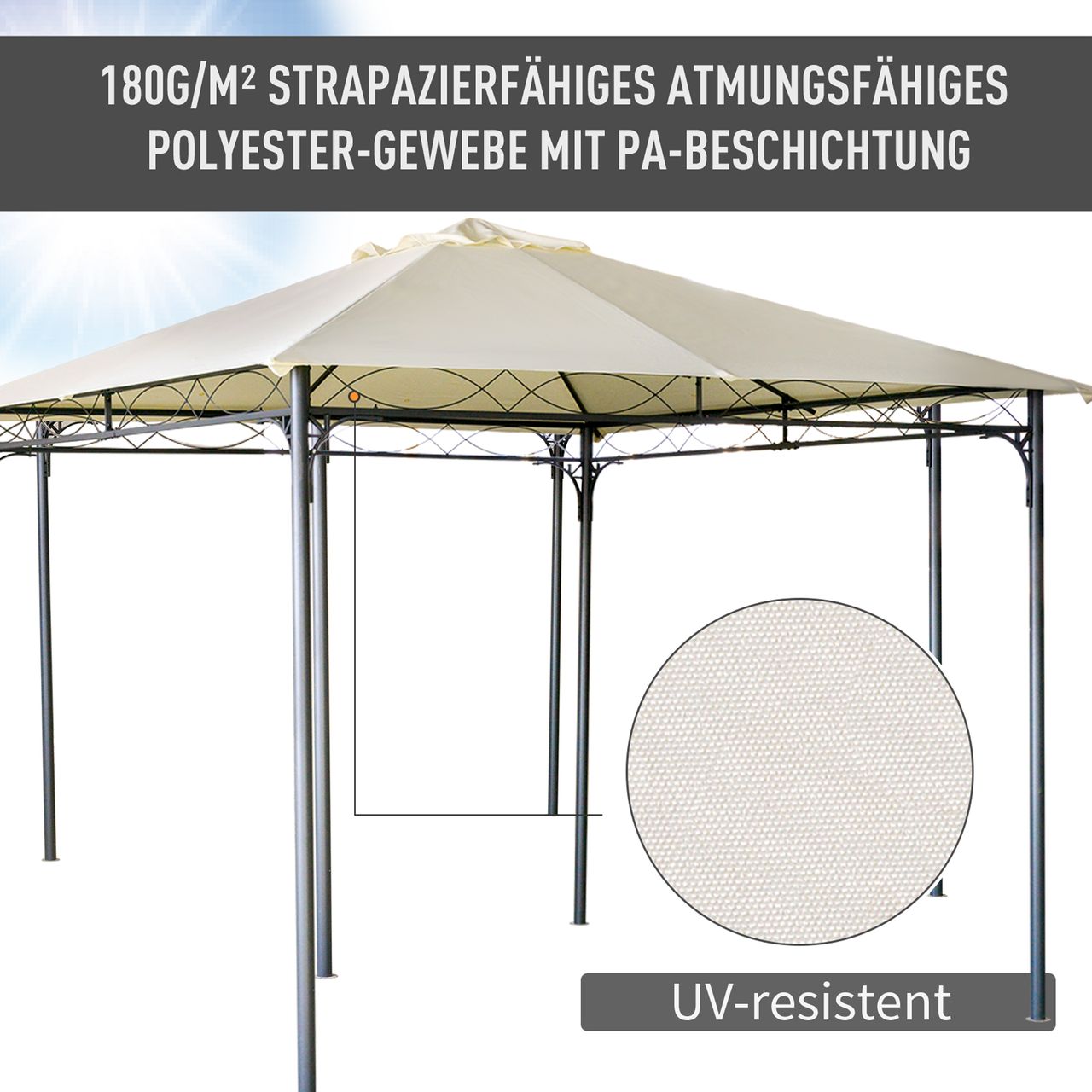 Outsunny Pavillondach, Ersatzdach für Pavillon, Pavillonabdeckung, Sonnenschutz Polyester, Beige, 3 x 3 m