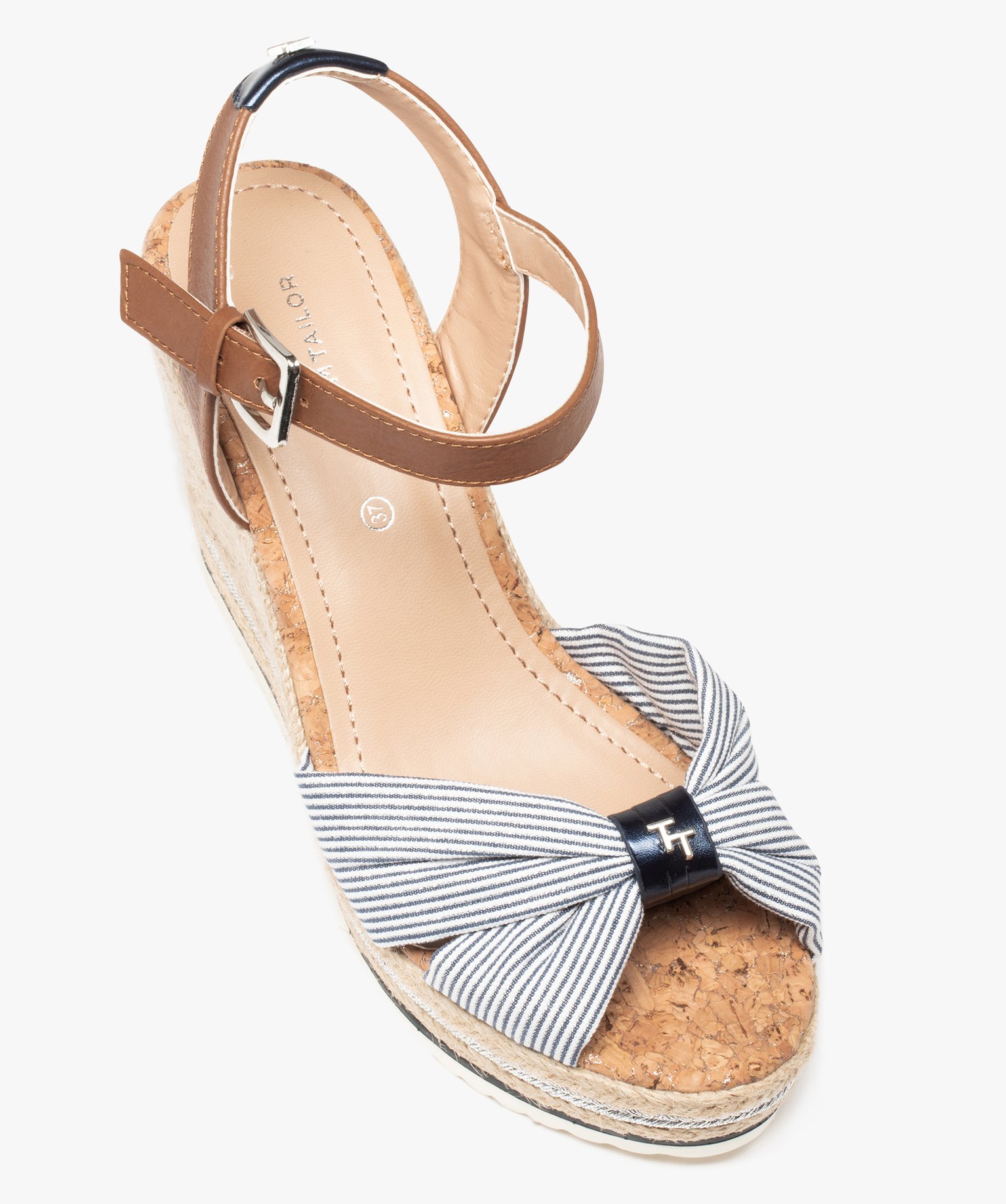 Sandales femme compensées dessus en toile - Tom Tailor marine | GEMO