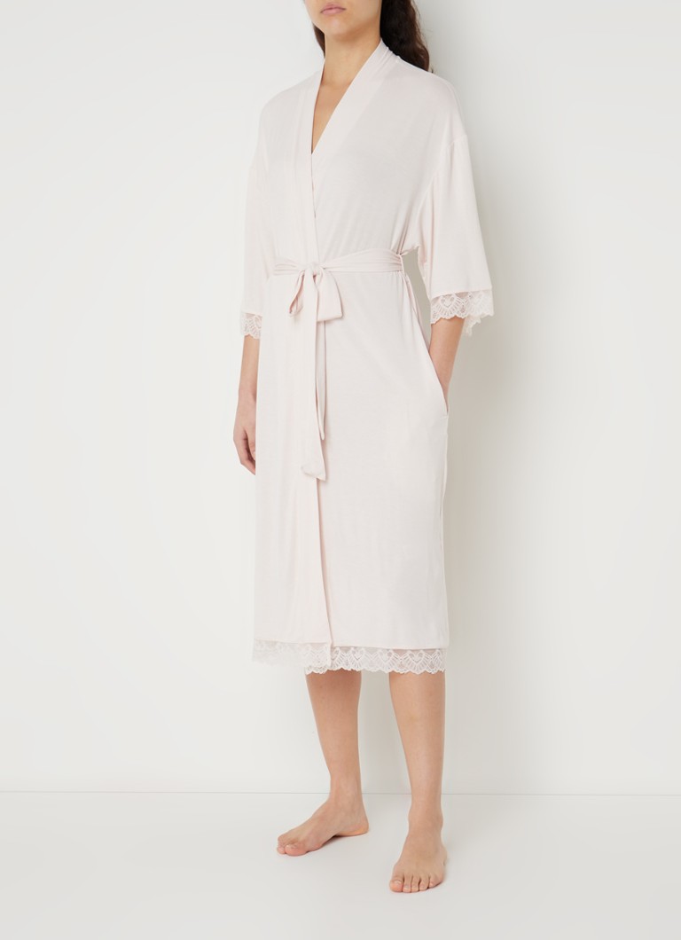 Kimono din bambus Pretty You cu dantelă