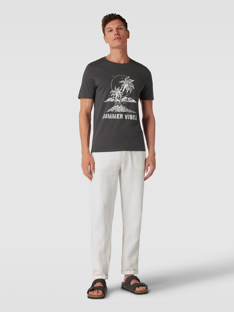 T-Shirt mit Motiv-Print in dunkelgrau