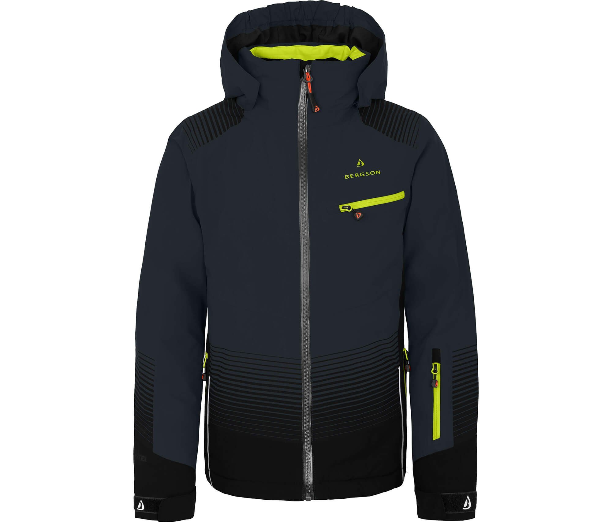 Bergson Winterjacke VEIKO Kinder Skijacke, wattiert, 20000 mm Wassersäule, Normalgrößen, dunkel grau