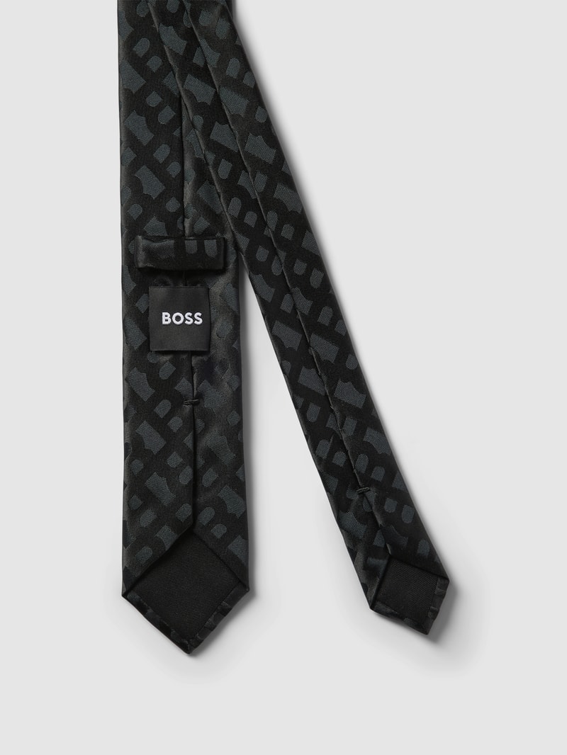 Seidenkrawatte mit Allover-Muster (6cm) in schwarz