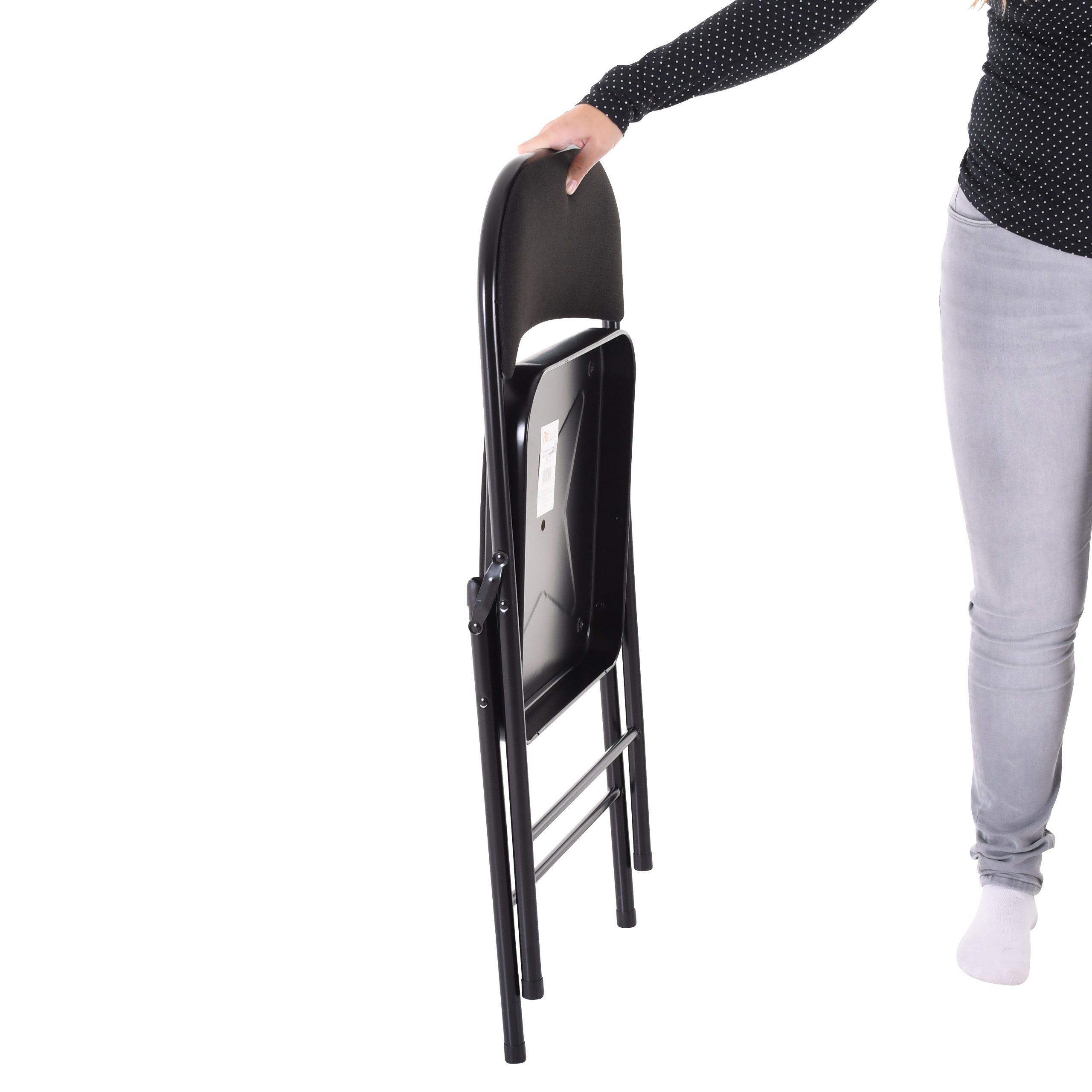 Raburg Klappstuhl Gästestuhl ELIAS mit Stoffbezug, verschiedene Farben, Gestell SCHWARZ (4er-Set), praktischer & kompakter Konferenz-Stuhl, stabiles Faltstuhl & Klappstuhl-Set aus Stahl, klappbar, belastbar bis 130 kg