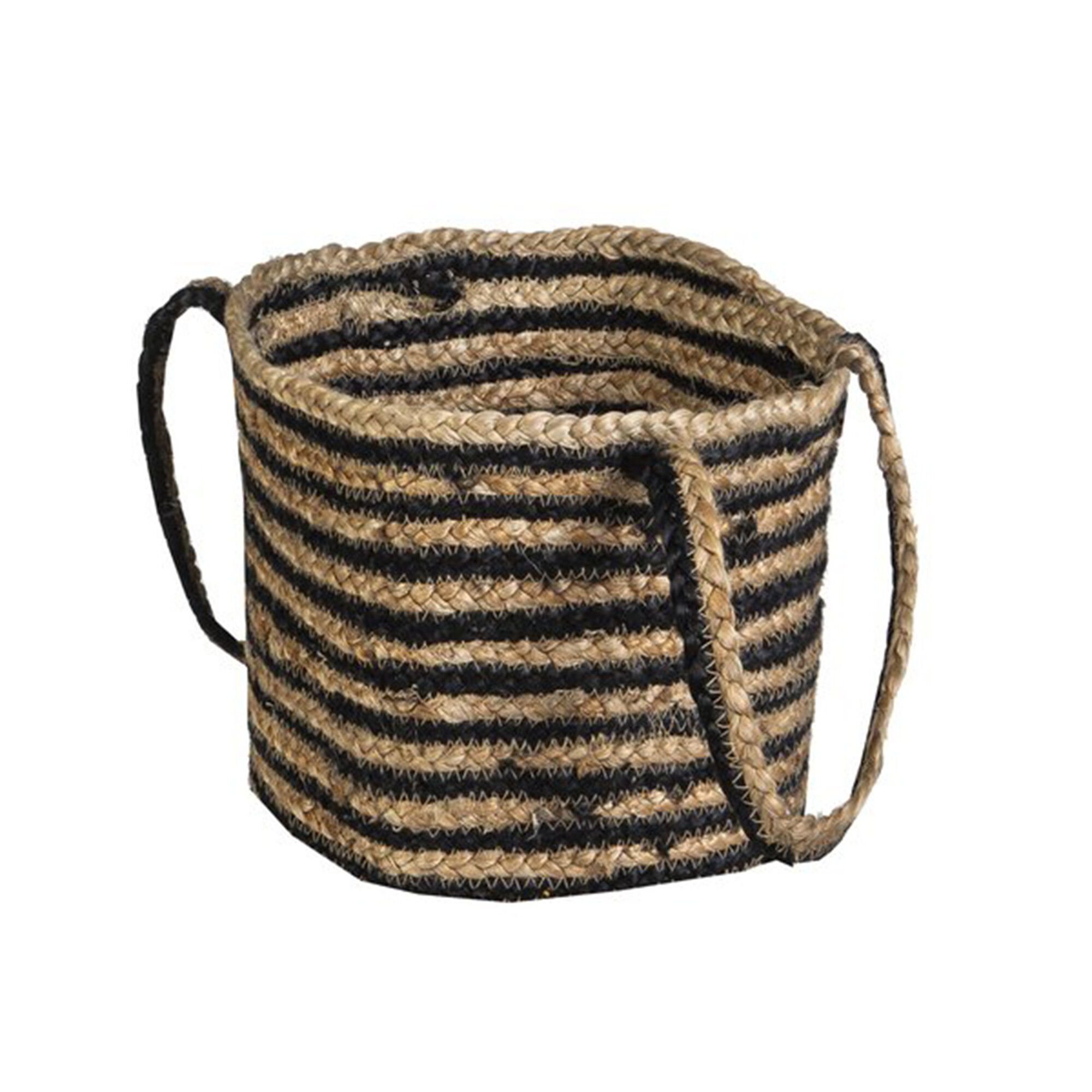 Panier de rangement Zebu en jute rayé noir/naturel