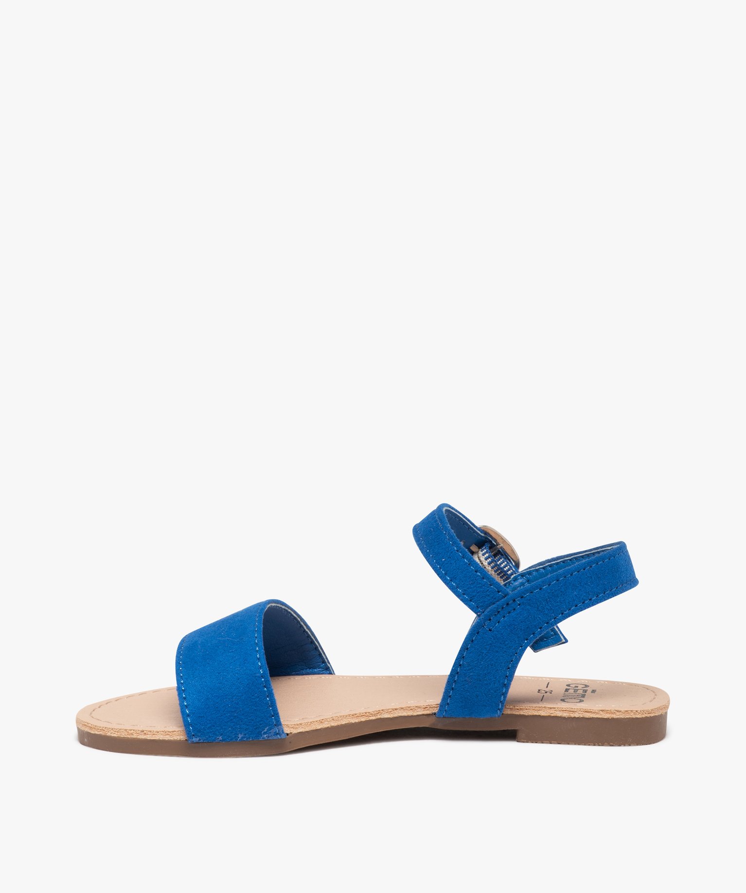 Sandales fille à brides en suédine unie bleu | GEMO