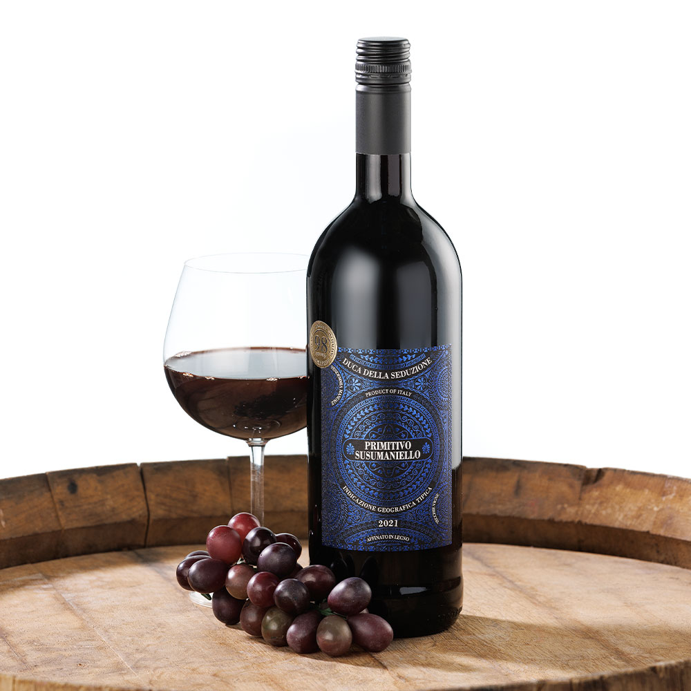 Duca Della Seduzione Primitivo Salento IGT - Italien halbtrocken  33% gratis, 98 LM Punkte 2023