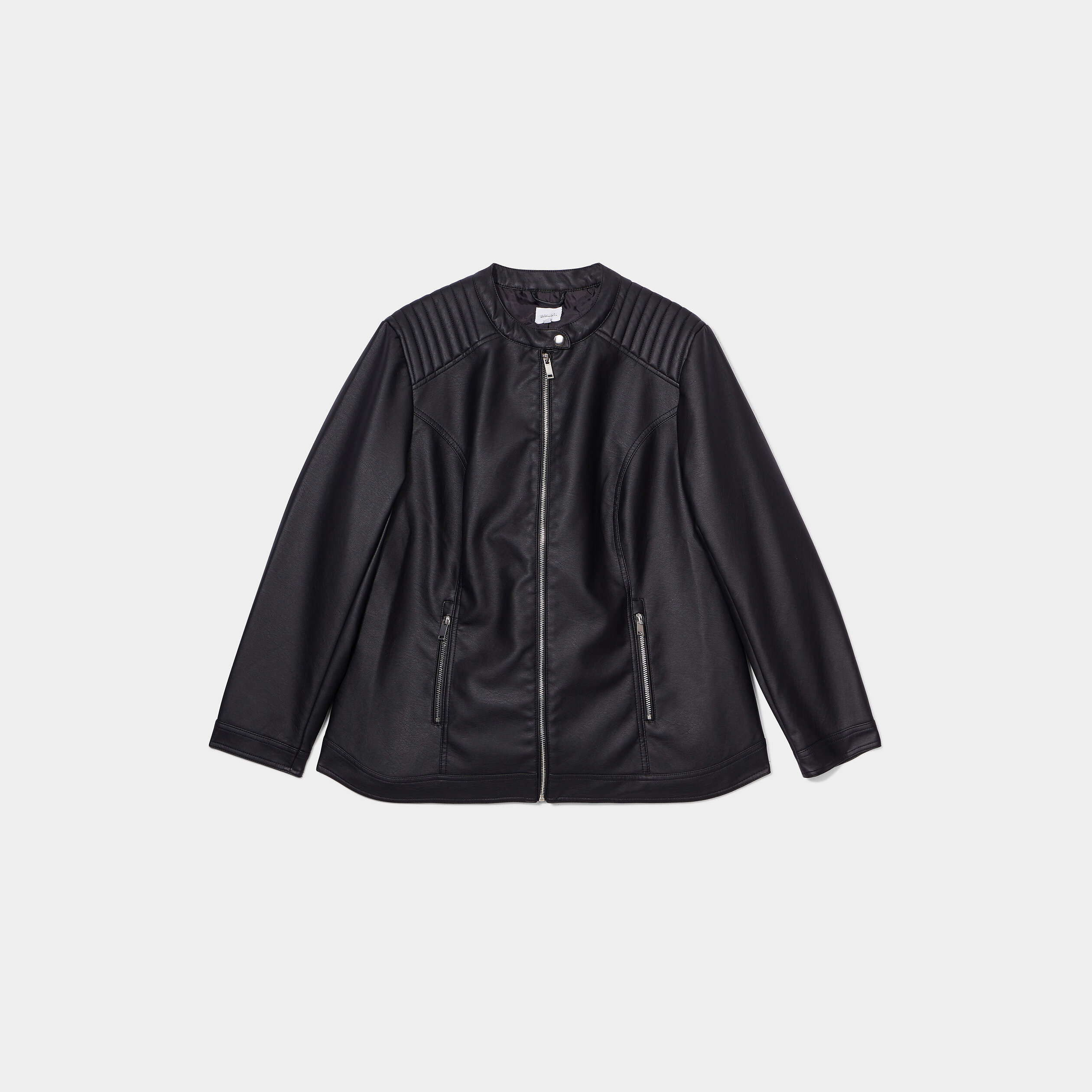 Veste biker simili cuir noir femme grande taille | La Halle