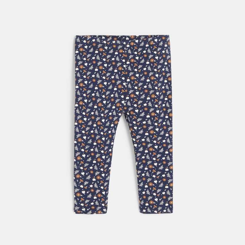 Legging fleuri bleu bébé fille