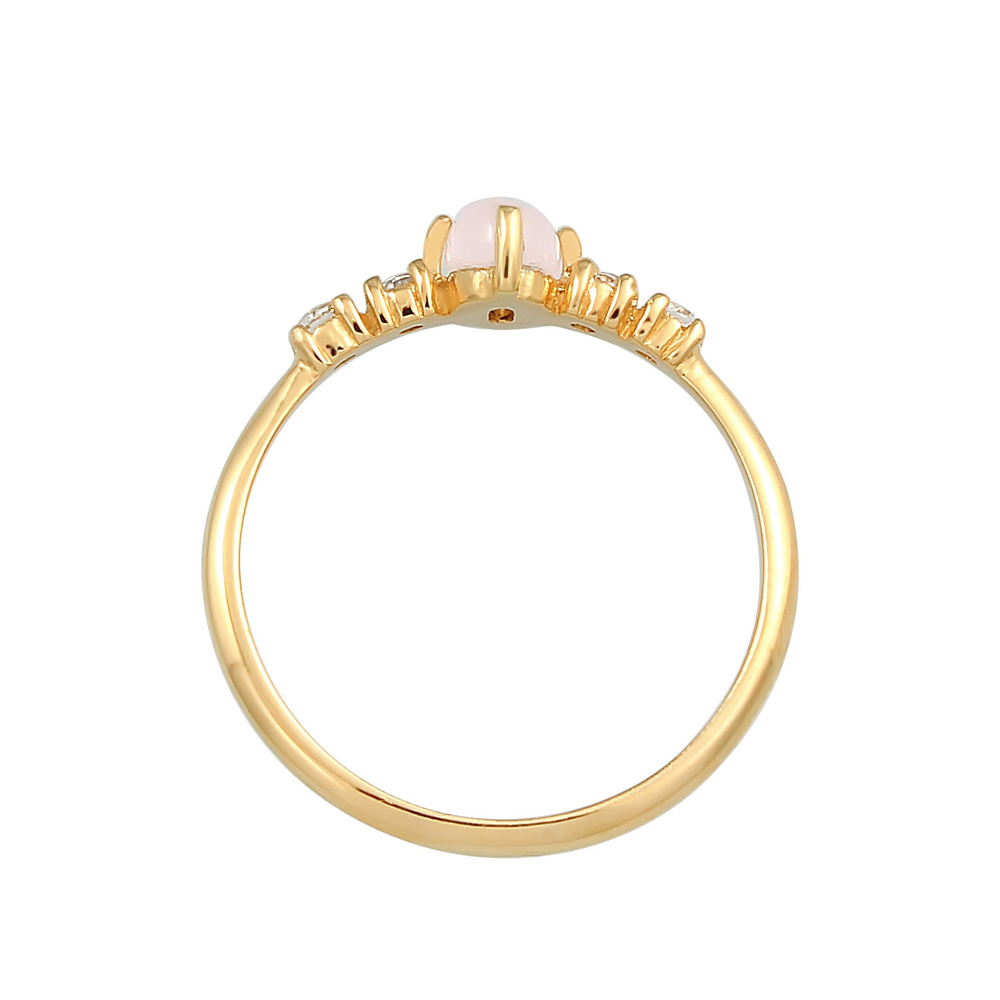 Elli PREMIUM Elli PREMIUM Bague Femmes Oval Engagement Elegant scintillant avec Quartz rose et Bague