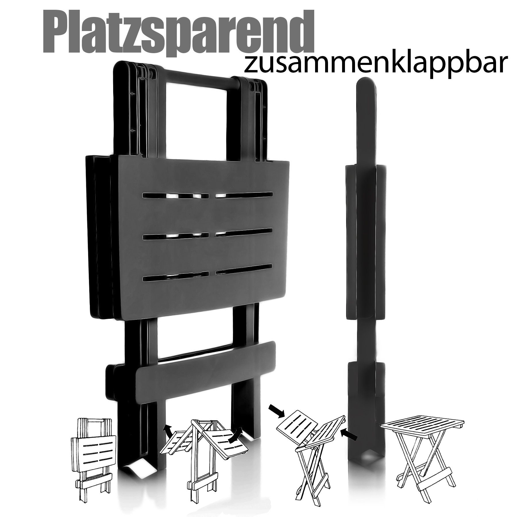 BigDean Klapptisch Klapptisch klein in anthrazit aus Kunststoff LxBxH 45x43x50cm (1-St)