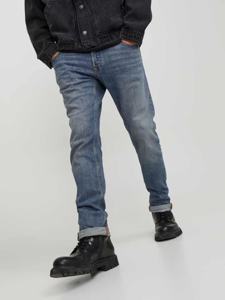 Jack & Jones Slim Fit Jeans Hose Low Rise Stretch Denim Pants JJIGLENN in Dunkelblau günstig kaufen