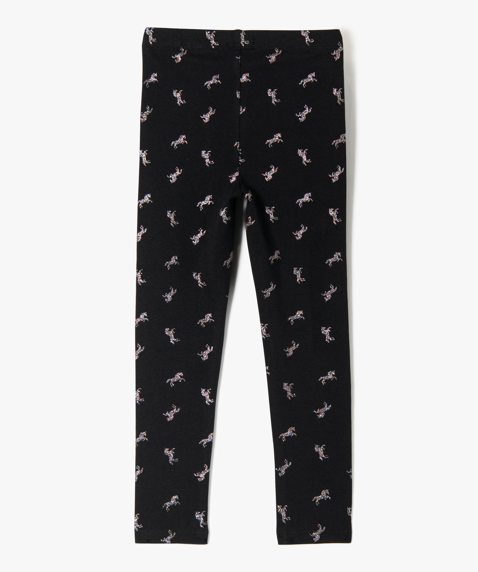 Leggings imprimé en coton extensible fille noir | GEMO