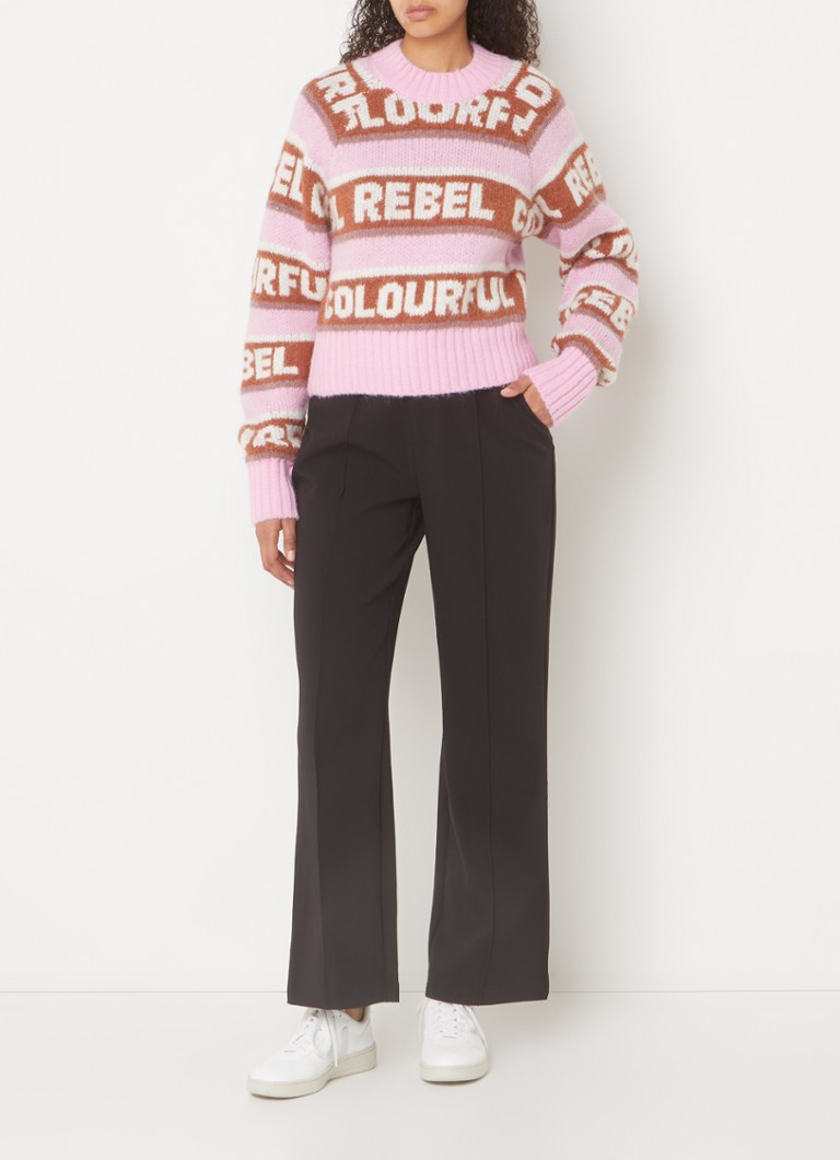 Fargerik Rebel Ximenia grovstrikket genser med brodert logo