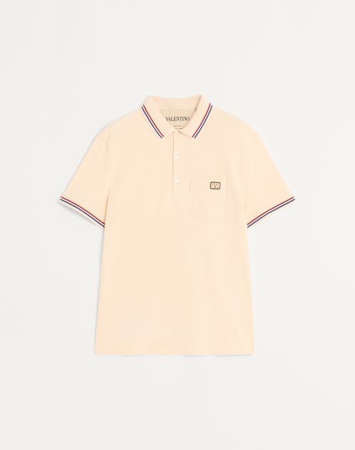 Polo shirt van katoenen piqué met V-logo patch