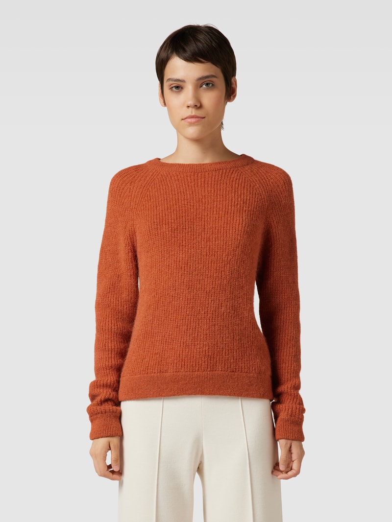 Strickpullover aus Alpaka-Mix mit Rundhalsausschnitt in cognac