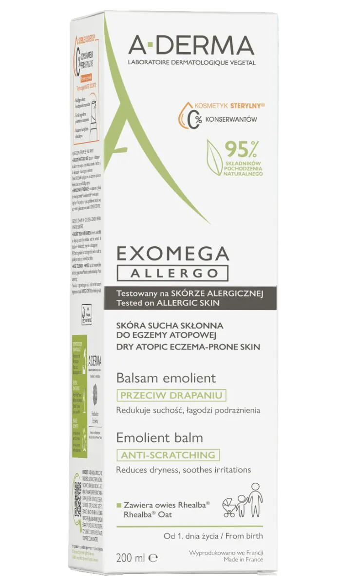 A-Derma Exomega Allergo minkštinamasis balzamas, 200 ml