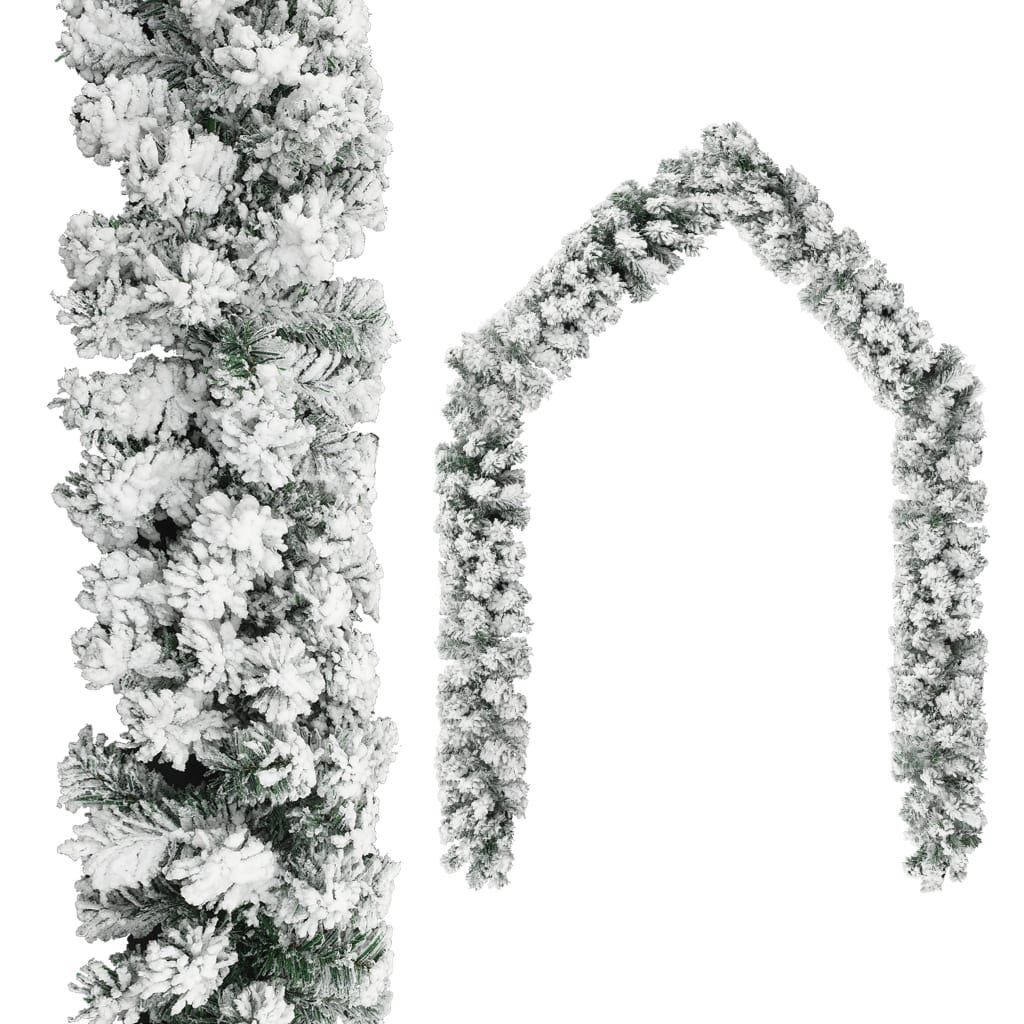 vidaXL Christbaumschmuck Weihnachtsgirlande mit Schnee Grün 5 m PVC (1-tlg)