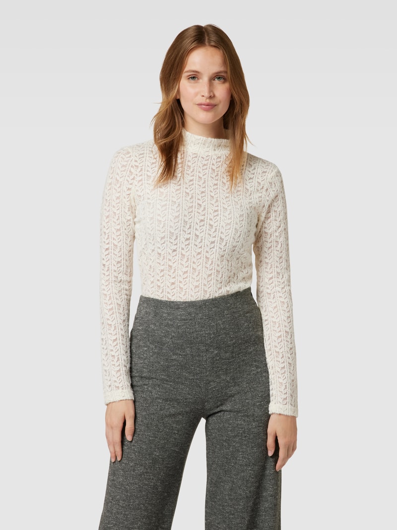 Longsleeve mit Stehkragen in ecru