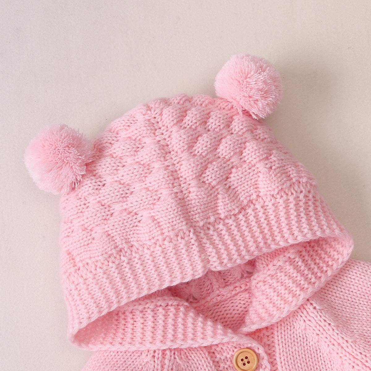 Haiaveng Strampler Baby-Ohr-Strick Overall mit Kapuze Winter Warmer