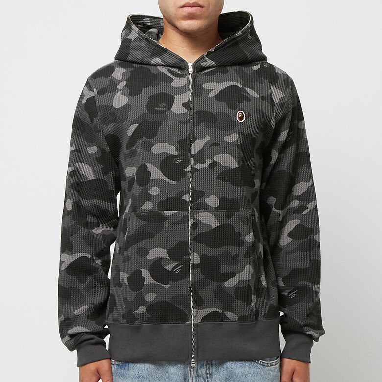 A Bathing Ape Color Camo Thermal Full Zip Hoodie Black