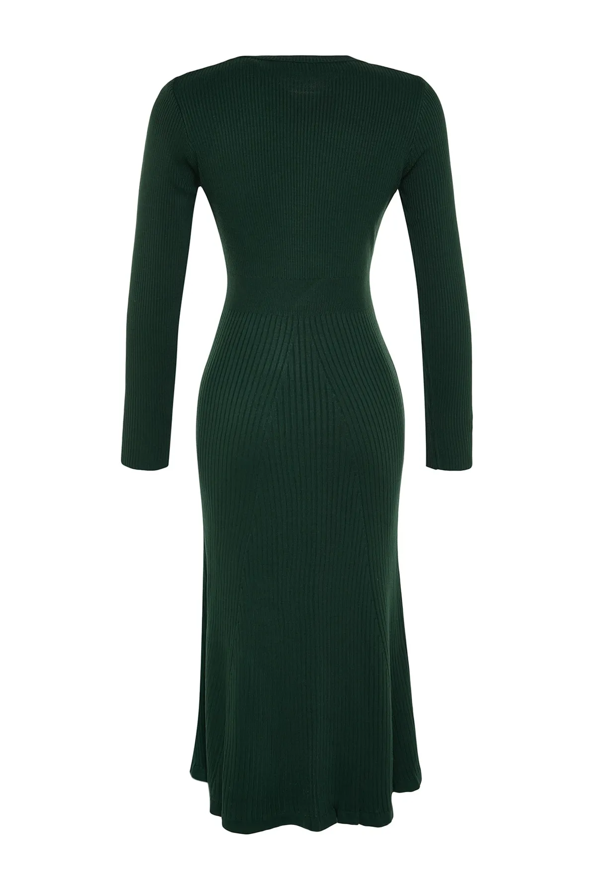 Trendyol Collection  Smaragdgrünes Midi-Strickkleid mit Rundhalsausschnitt TWOAW21EL0422