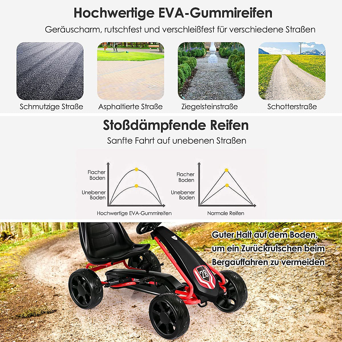 Gokart Mit Handbremse & EVA-Rädern